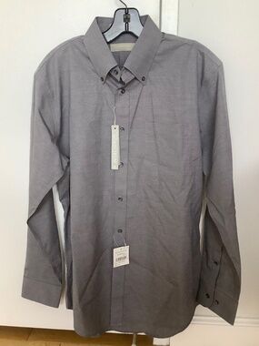 Nordstrom Men’s Trim Fit Dress Shirt NWT black and white micro check pattern